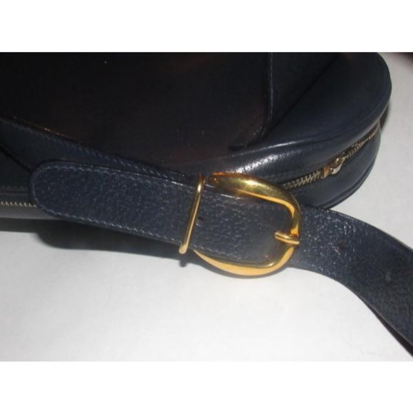 Gucci Vintage Bamboo Line Triangular Navy Blue Leather Backpack - Picture 2 of 12